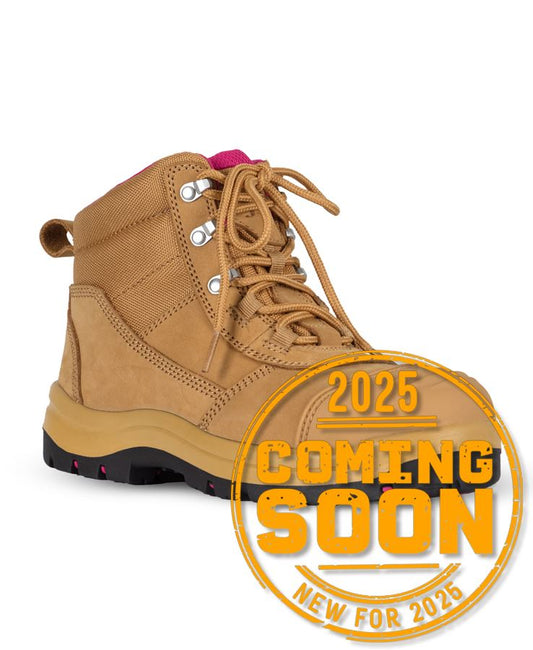 JB's LADIES ATRAX ZIP SAFETY BOOT WHEAT/PINK