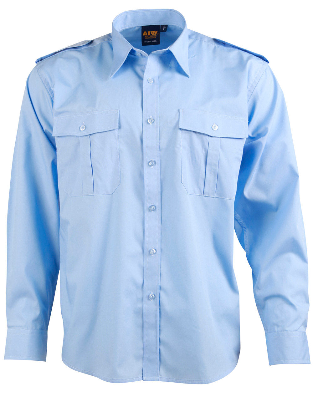 Unisex epaulette shirt,long sleeve. - Blue