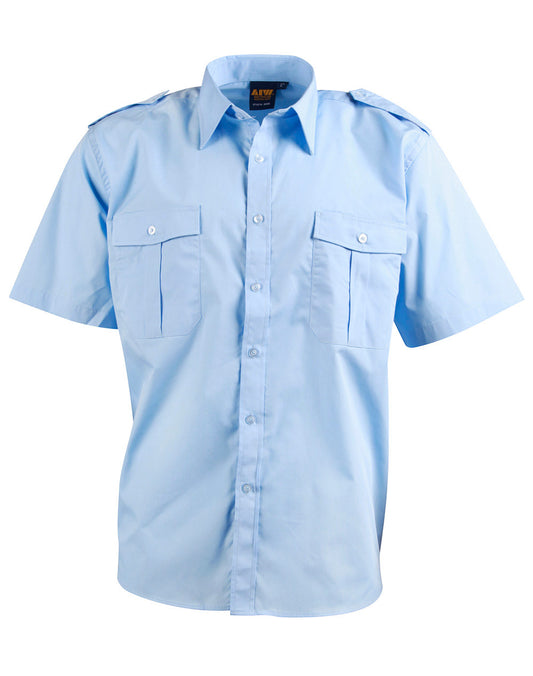 Unisex epaulette shirt ,short sleeve. - Blue
