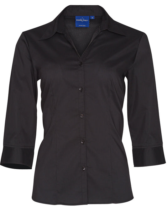 Ladies' 3/4 sleeve teflon shirt - Black