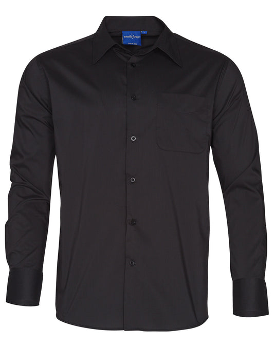 Mens L/S Teflon business shirt - Black