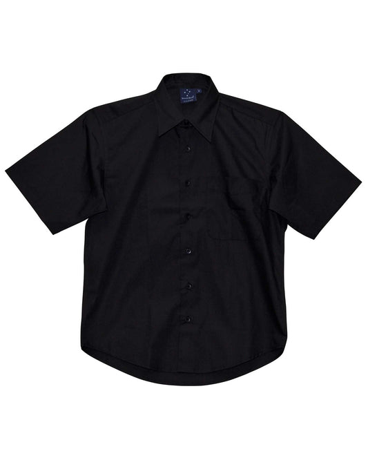 Mens S/S Teflon business shirt - Black
