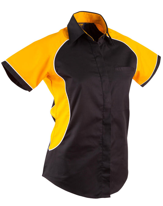 Ladies' Contrast Shirt - Black.White.Gold