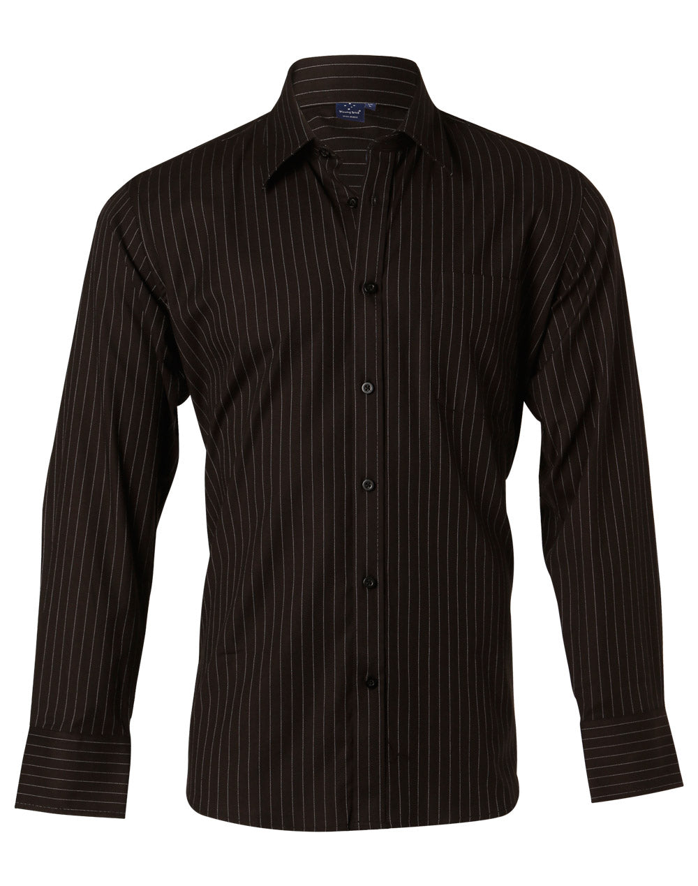 Mens L/S Stripe Shirt - Black.White