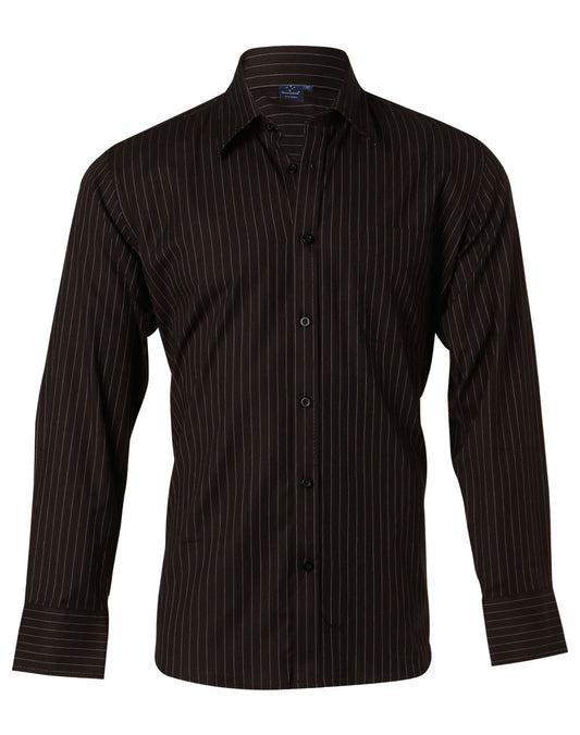 Mens L/S Stripe Shirt - Black.White