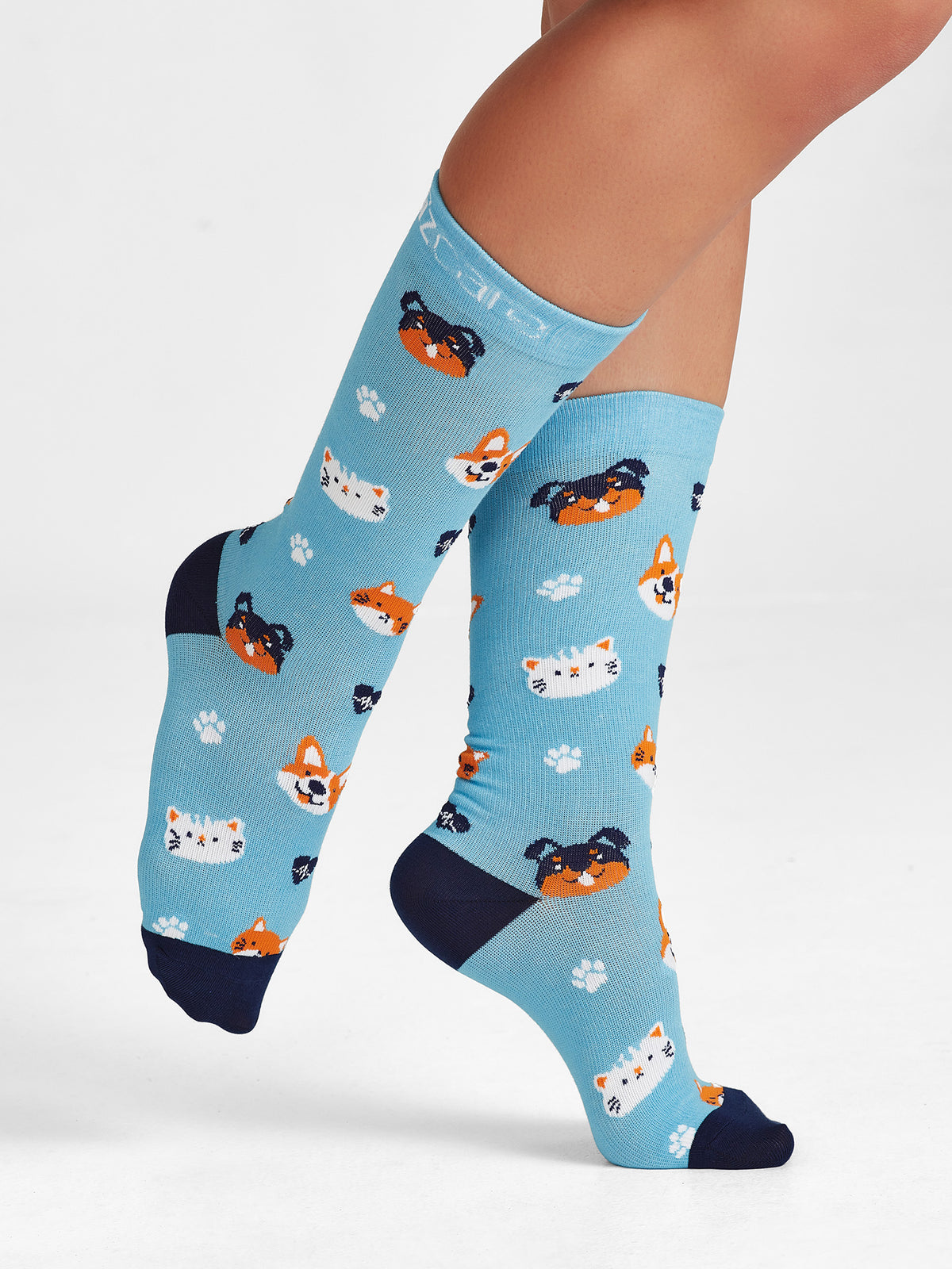 Happy Unisex Feet Comfort Socks - Mid Blue/Navy