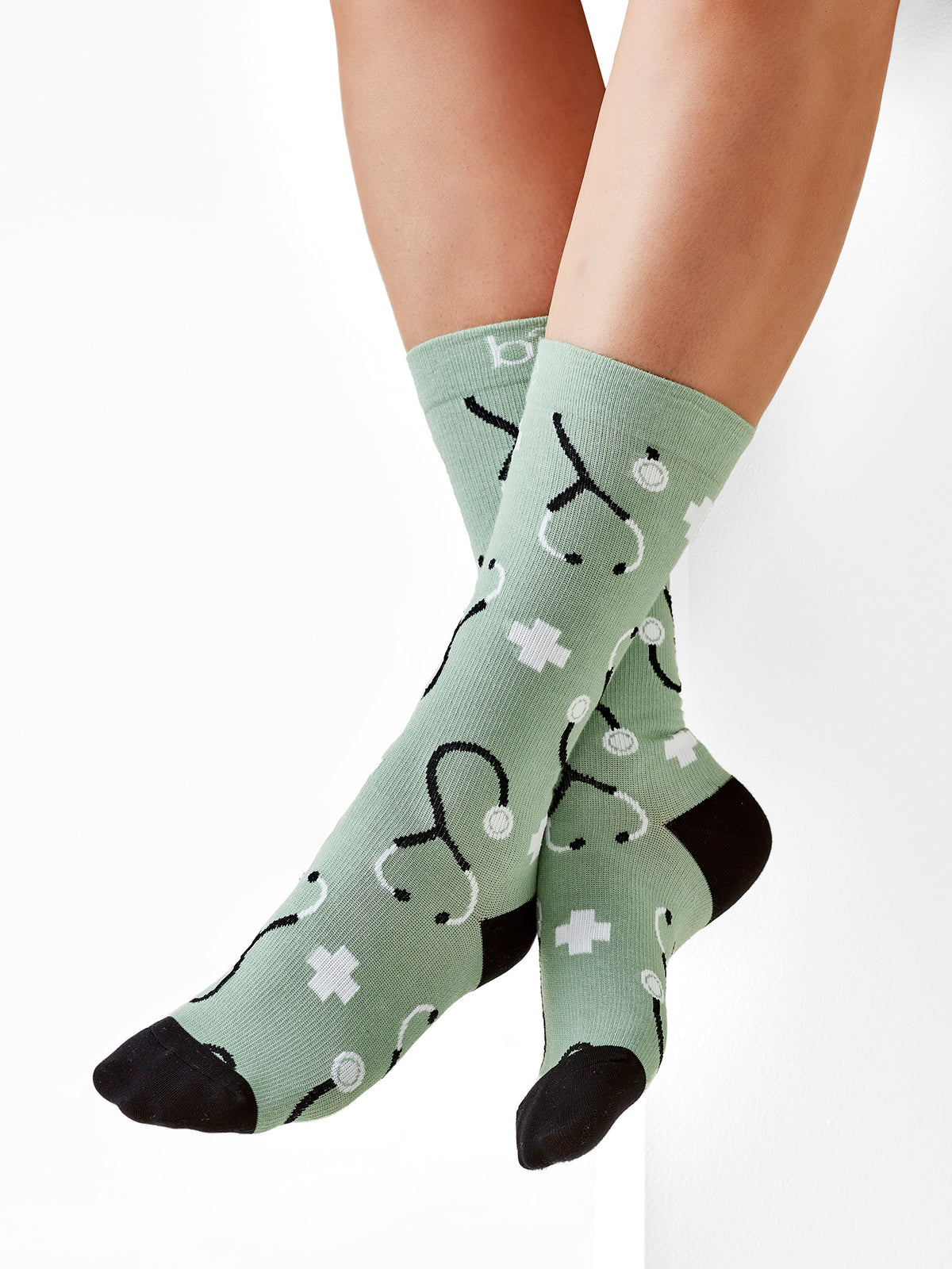 Happy Unisex Feet Comfort Socks - Sage/Black