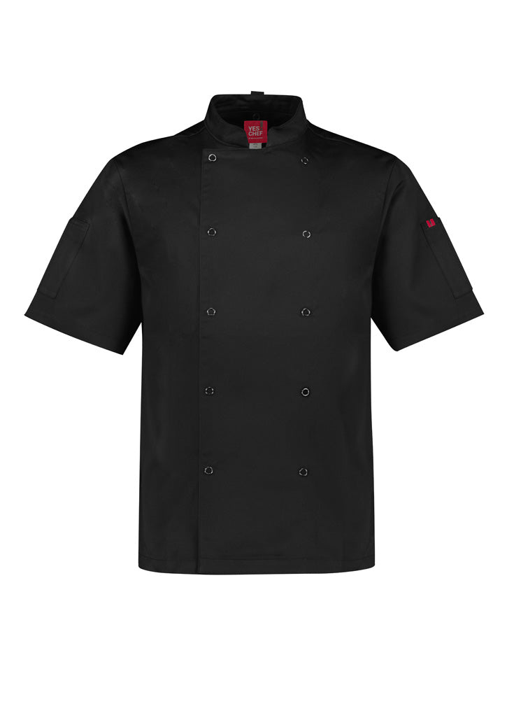Mens Zest Short Sleeve Chef Jacket - Black