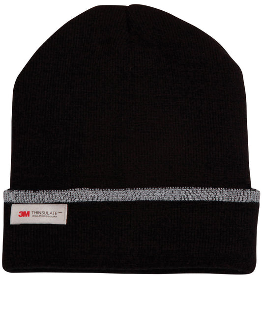 3M Insulated Beanie with Reflective stripe - Black
