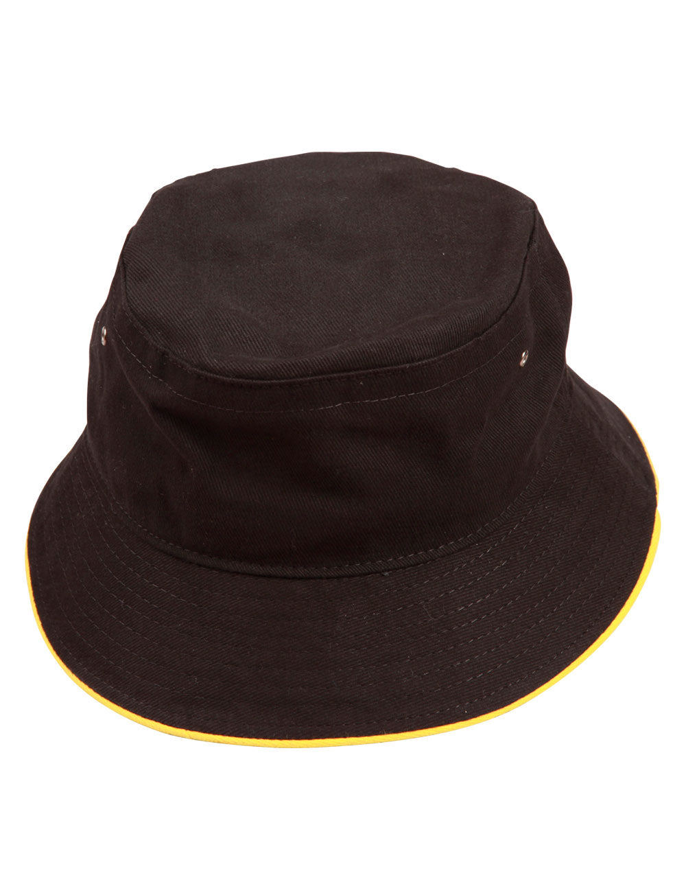 soft washed sandwich bucket hat - Black.Gold