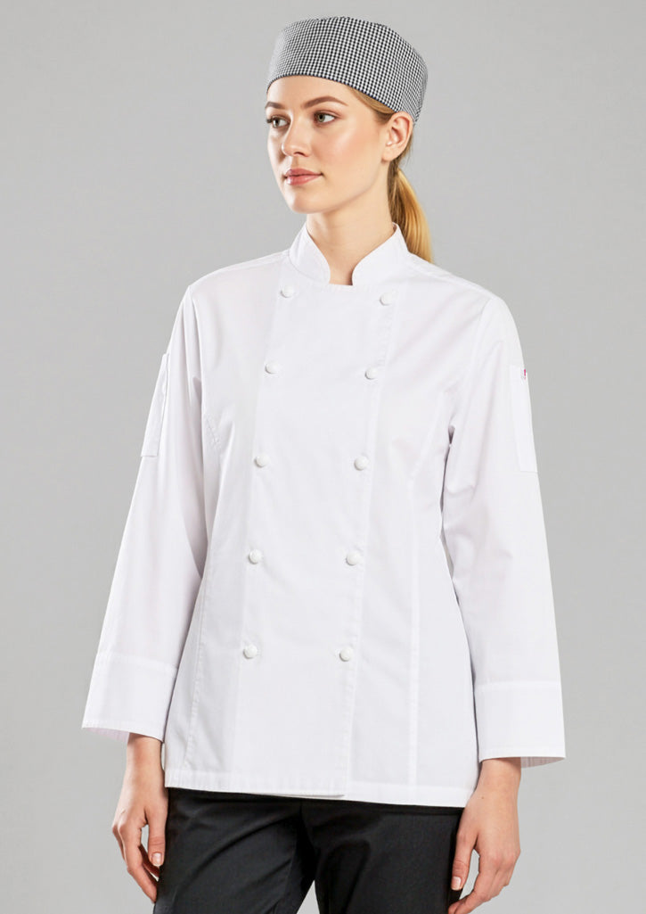 Womens Gusto Long Sleeve Chef Jacket - White