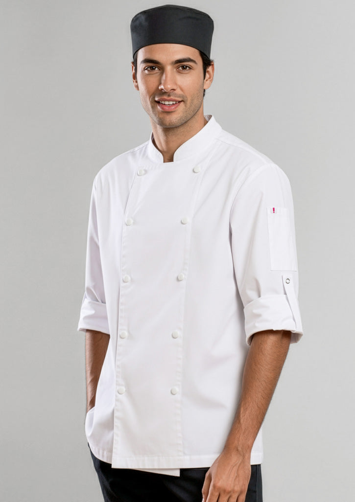 Mens Gusto Long Sleeve Chef Jacket - White