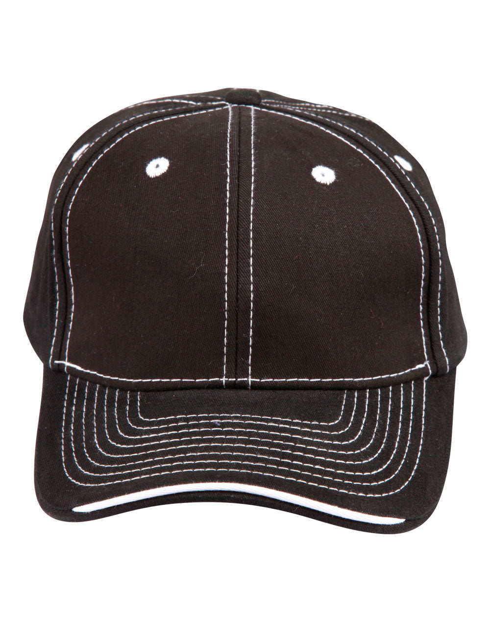 Premium Cotton Twill Contrast Trim Cap - Black.White
