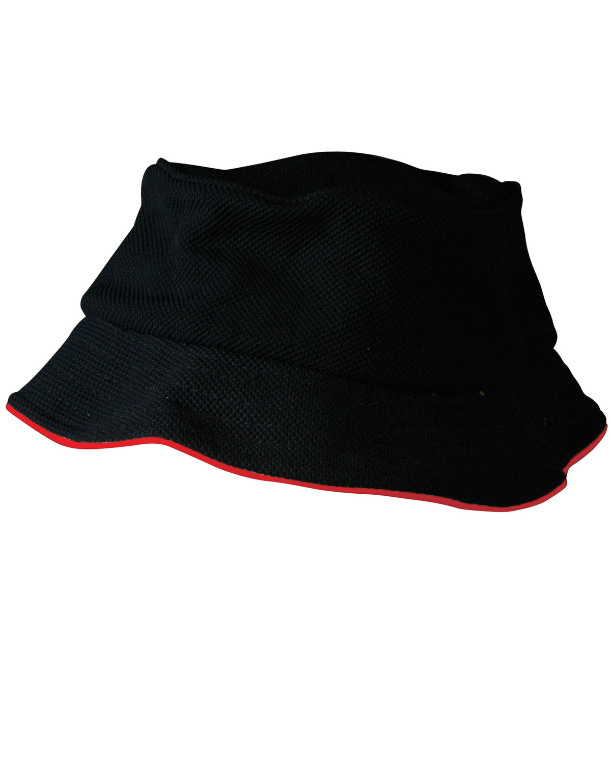 Pique mesh with sandwich trim bucket hat - Black.Red