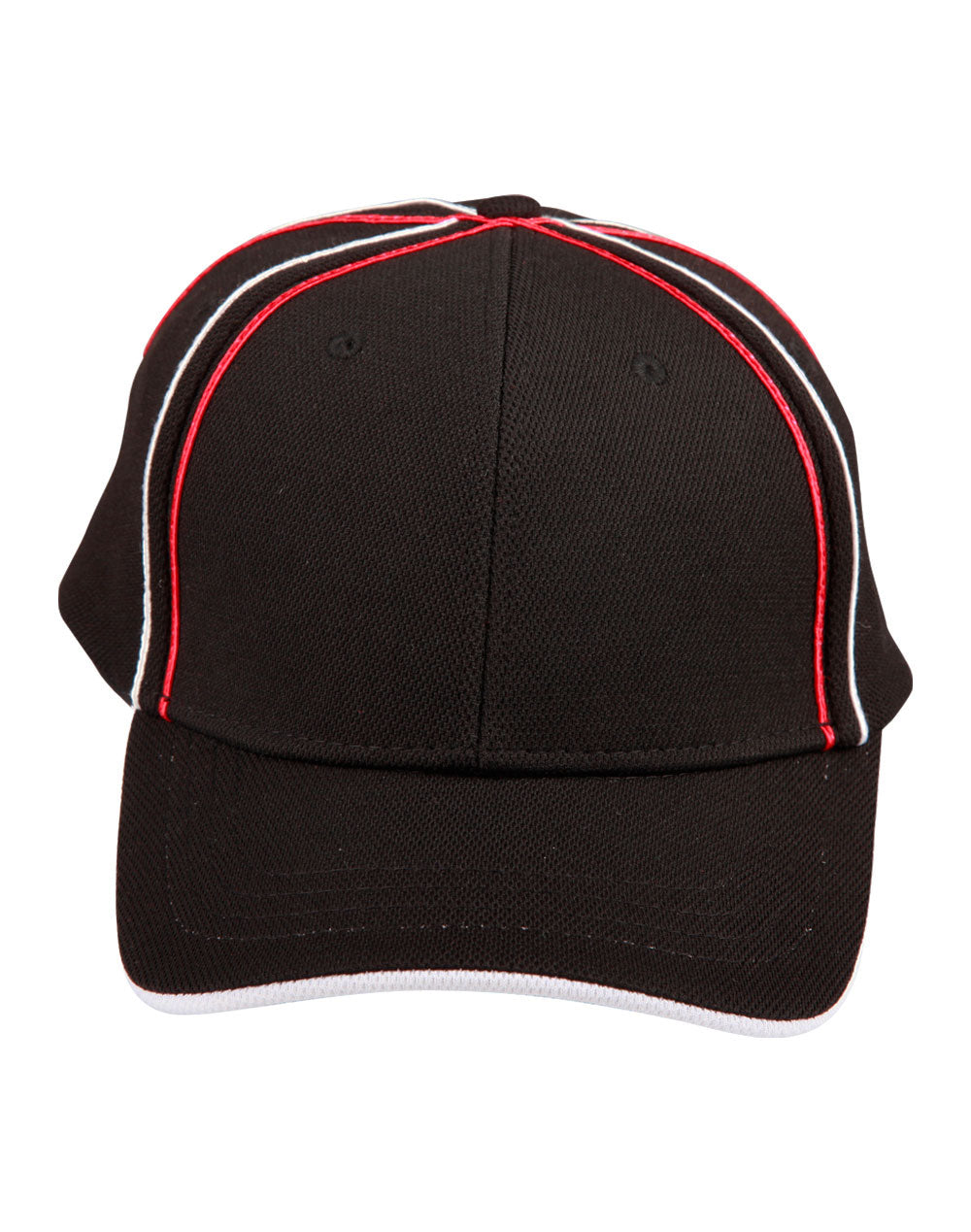 Tri-color pique mesh structured cap - Black.White.Red