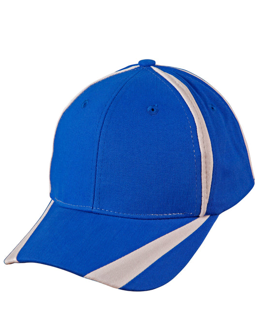 Brushed cotton twill baseball cap  "X" contrast - Royal.White