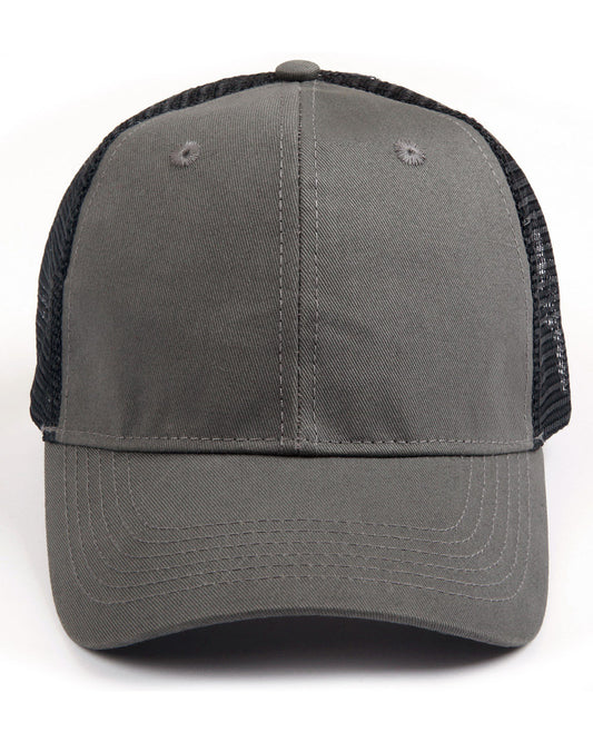 Premium Cotton Twill Trucker Cap - Ash.Black