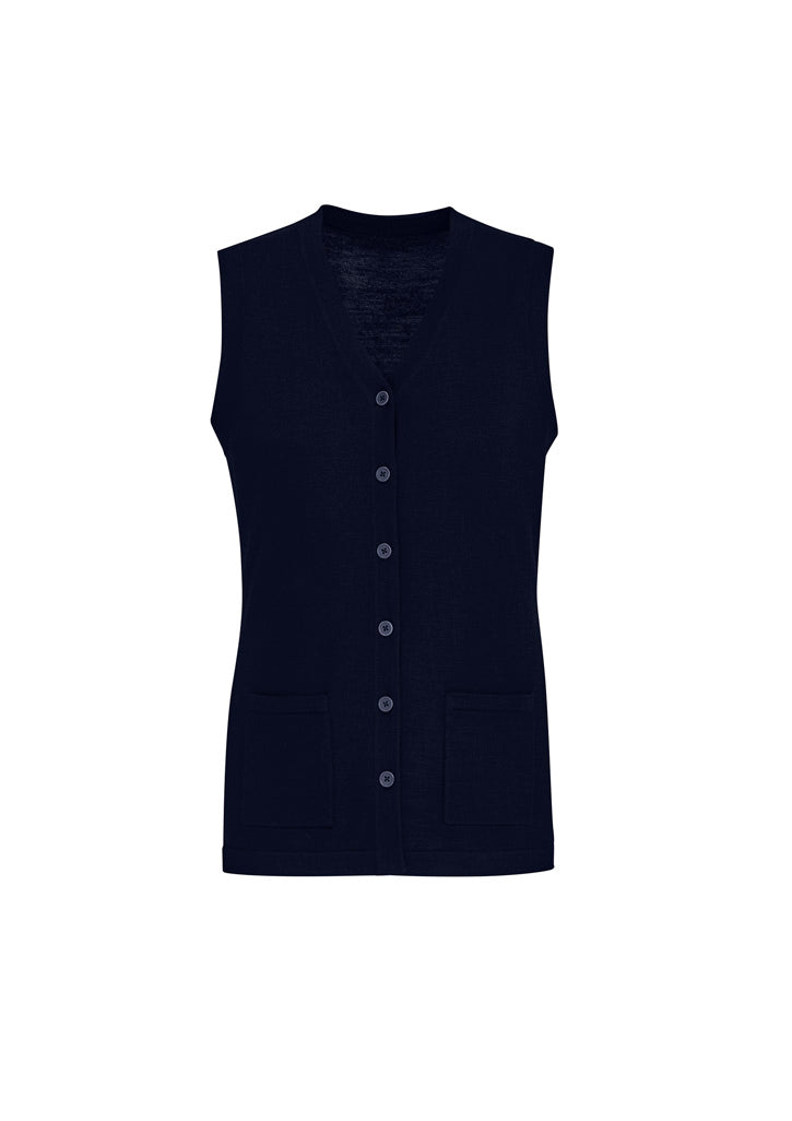 Womens Button Front Knit Vest - back
