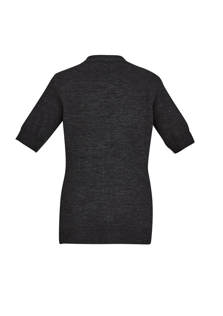 Womens Zip Front Short Sleeve Knit Cardigan - back