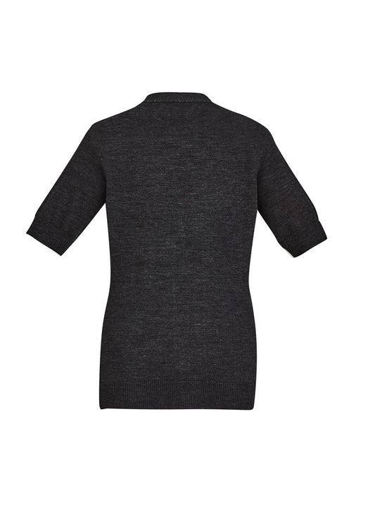 Womens Zip Front Short Sleeve Knit Cardigan - back