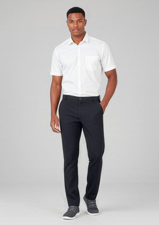 Mens Comfort Waist Flat Front Pant - Black