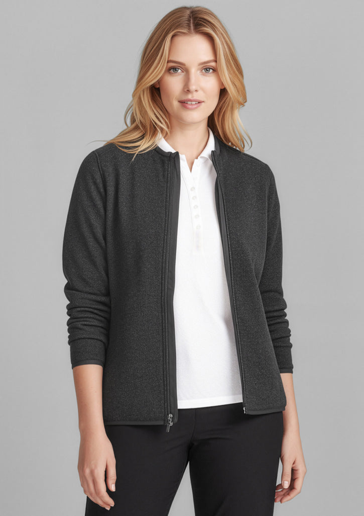 Womens Nova Zip Front Jumper - Black Marle