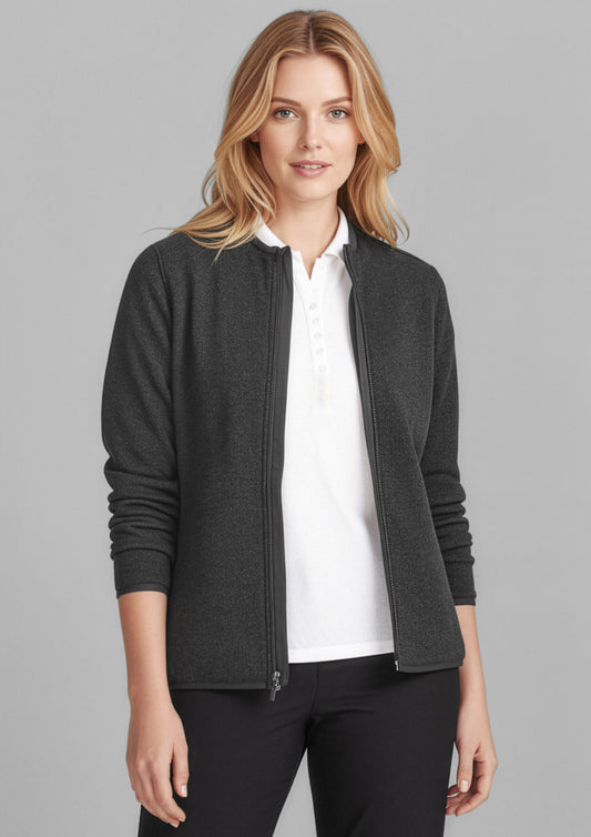 Womens Nova Zip Front Jumper - Black Marle
