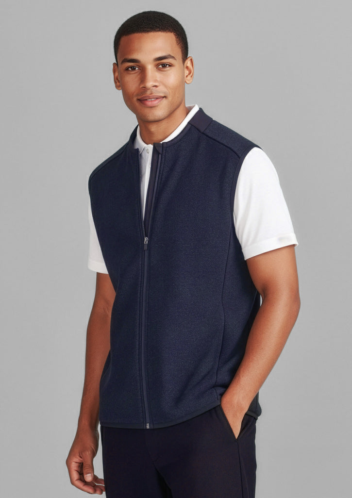 Mens Nova Zip Front Vest - Navy Marle