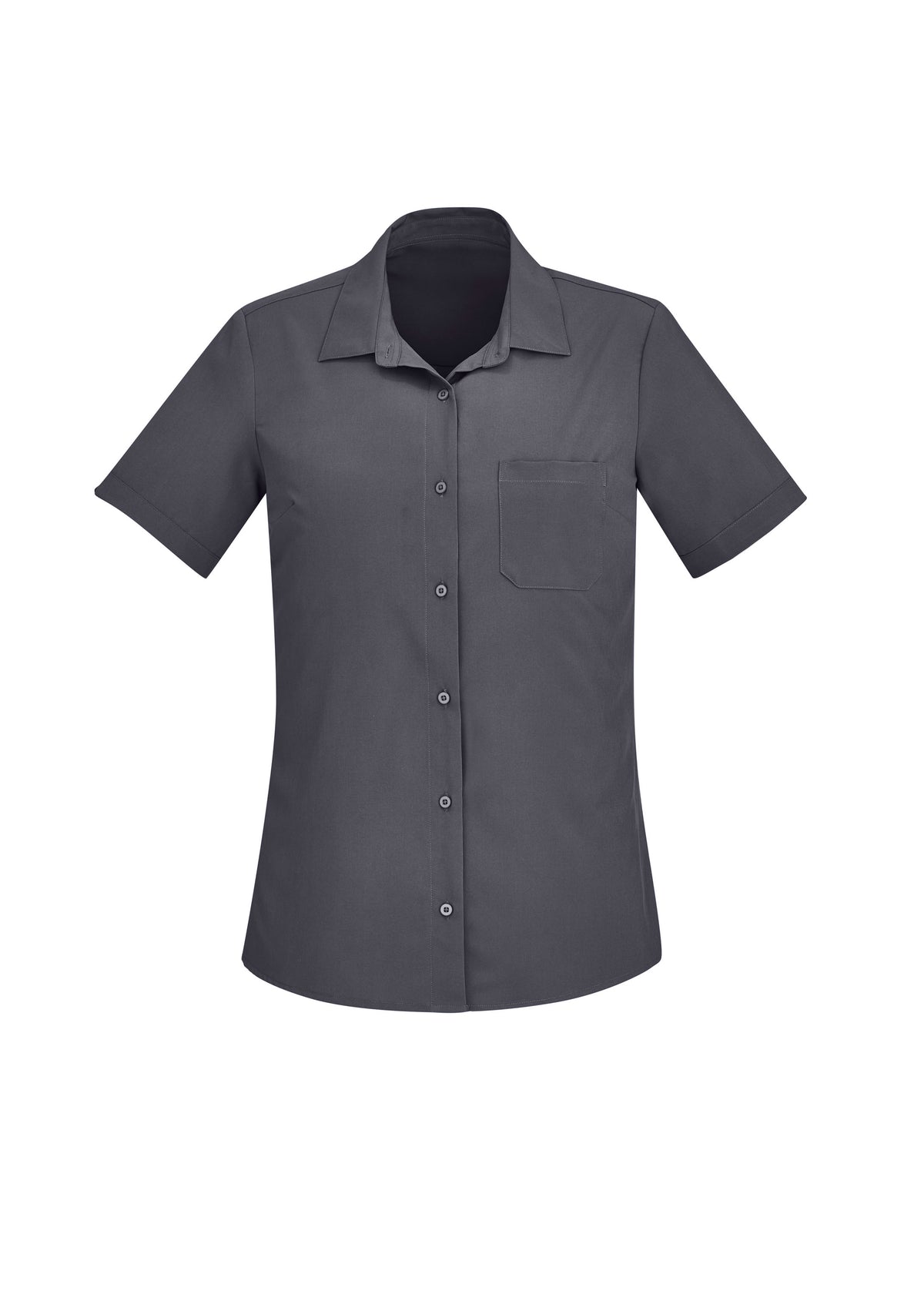 Womens Florence Plain Short Sleeve Shirt - Charcoal