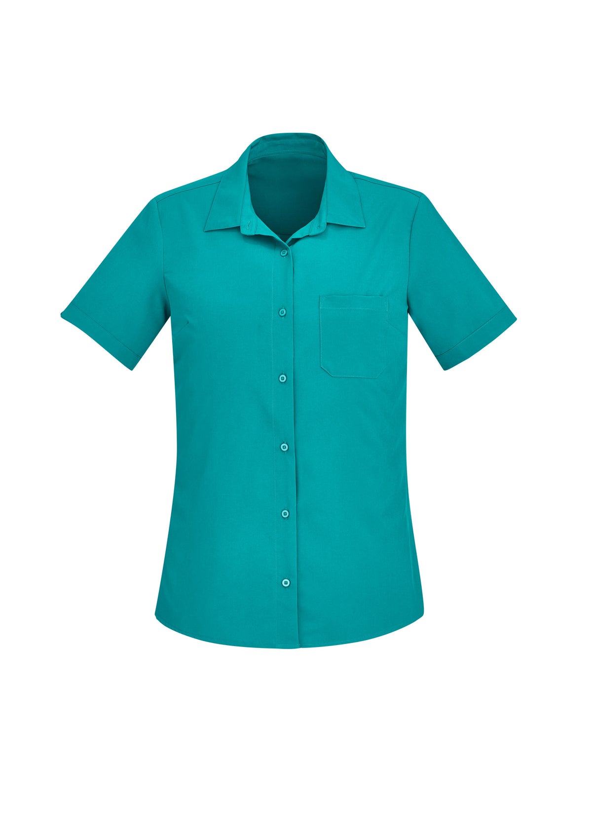 Womens Florence Plain Short Sleeve Shirt - Teal