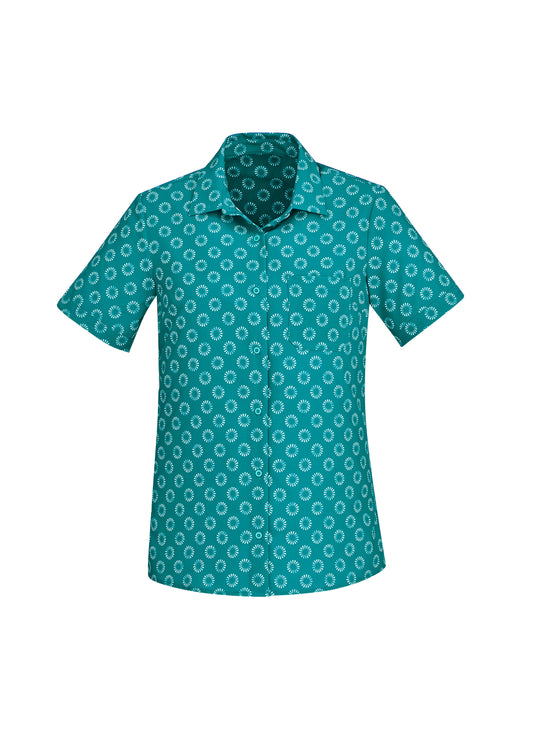 Womens Florence Daisy Print Short Sleeve Shirt - back