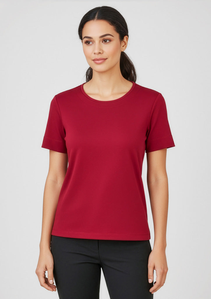 Womens Marley Short Sleeve Jersey Top - Cherry