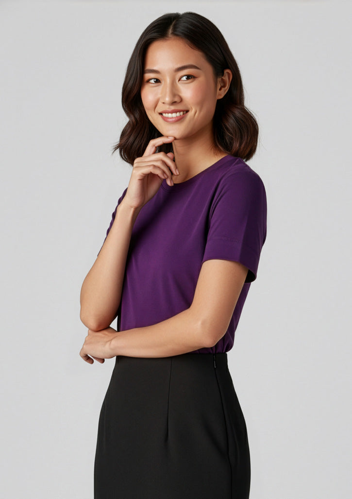 Womens Marley Short Sleeve Jersey Top - Purple