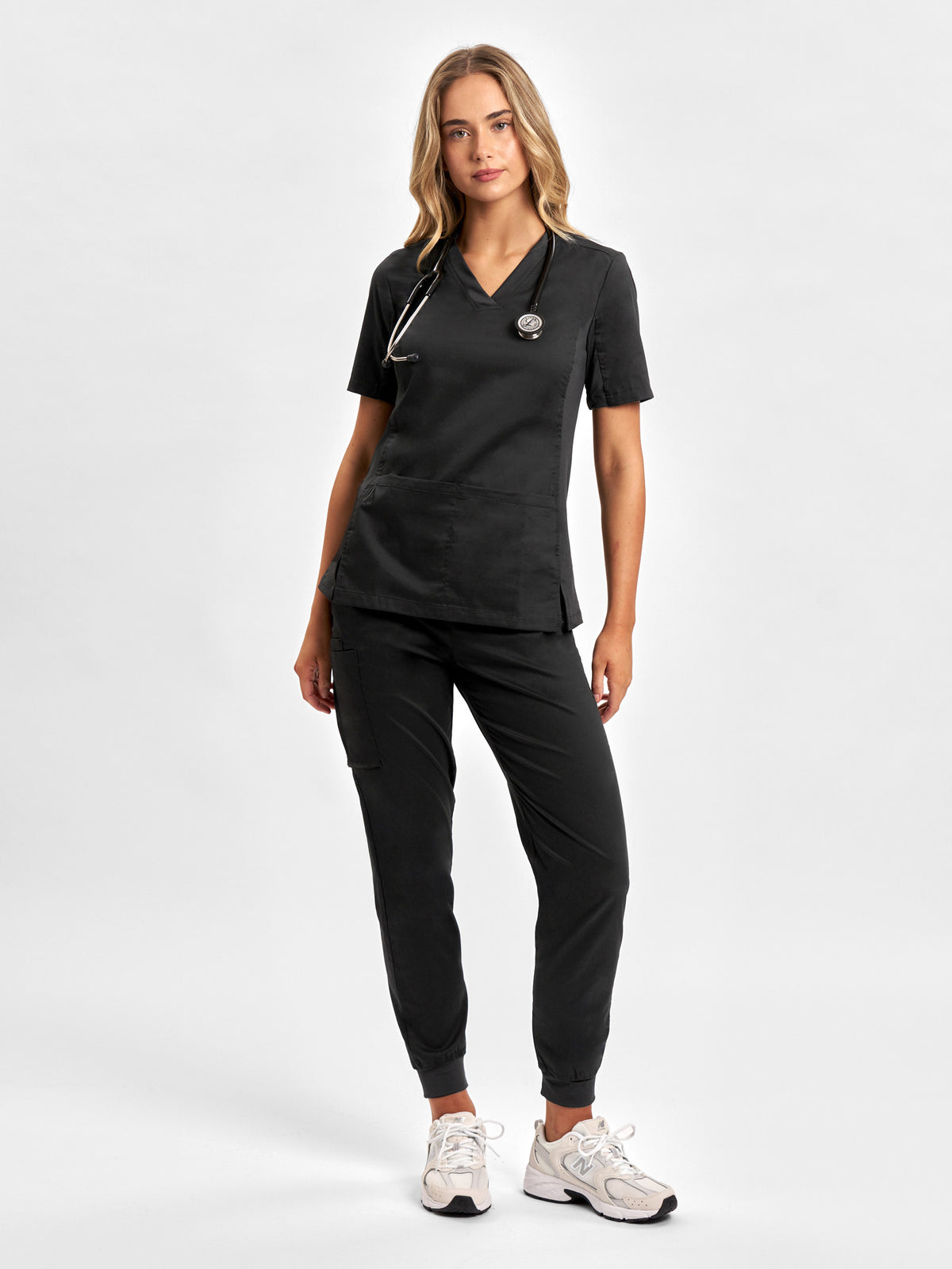 Riley Womens Slim Leg Jogger Scrub Pant - Black