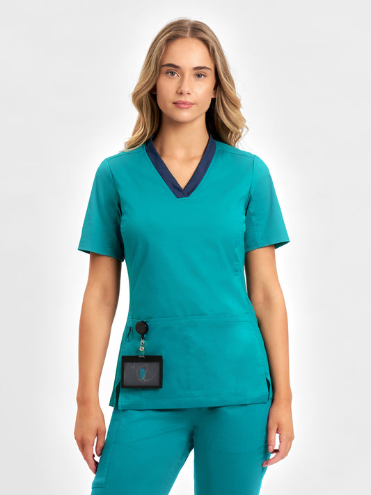 Riley Womens Stretch Scrub Top - Teal