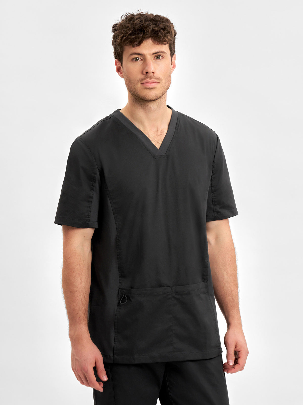 Riley Mens Stretch Scrub Top - Black