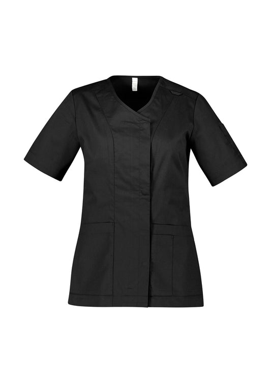 Womens Parks Zip Front Crossover Scrub Top - back