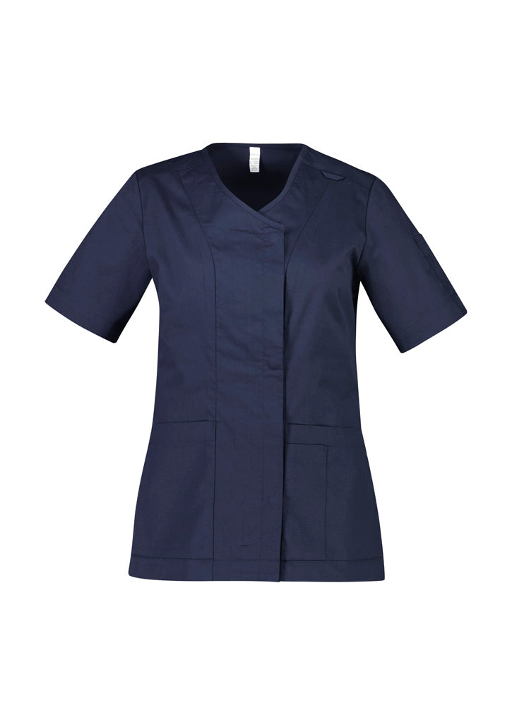 Womens Parks Zip Front Crossover Scrub Top - back