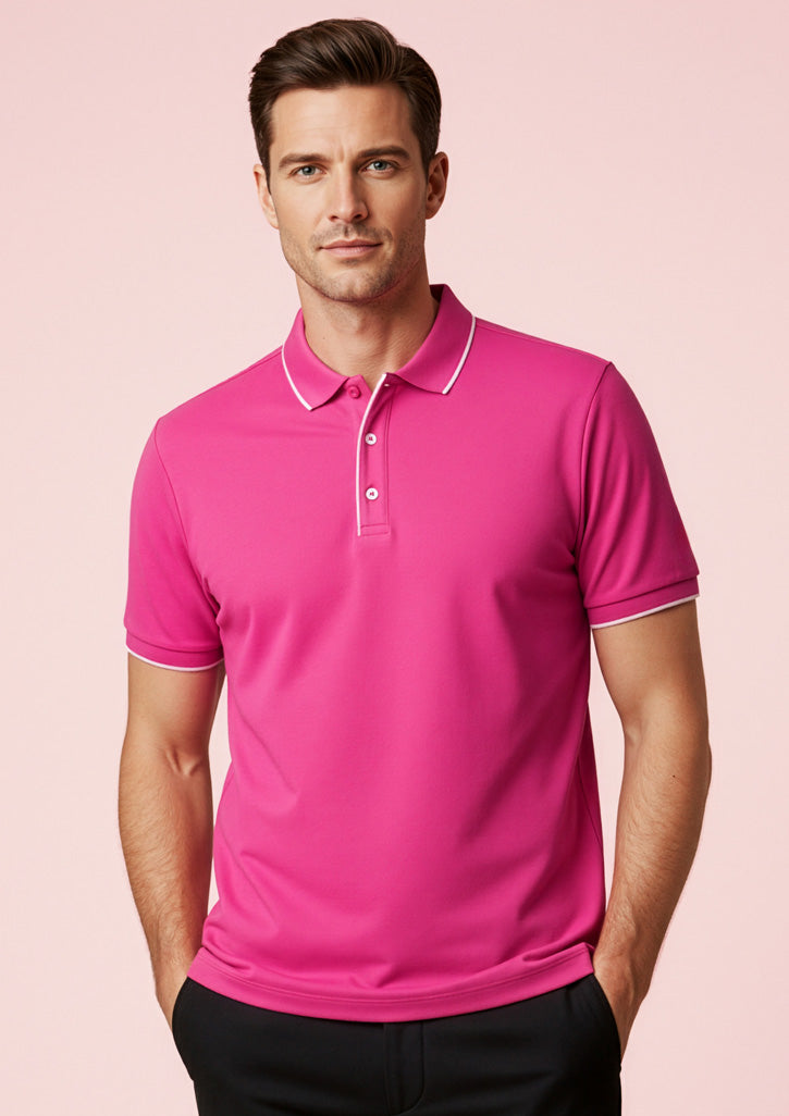 Mens Pink Short Sleeve Polo - Pink