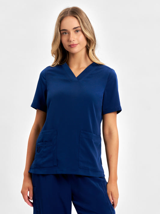 Avery Womens V-Neck Scrub Top - Navy