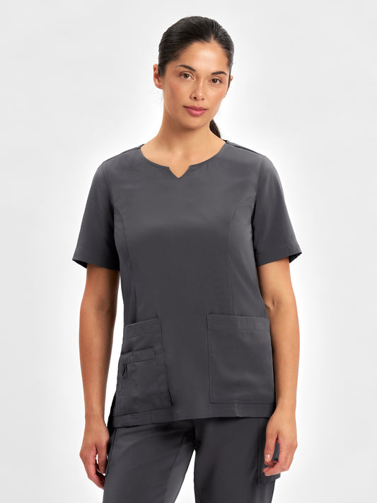 Avery Womens Round Neck Scrub Top - Charcoal