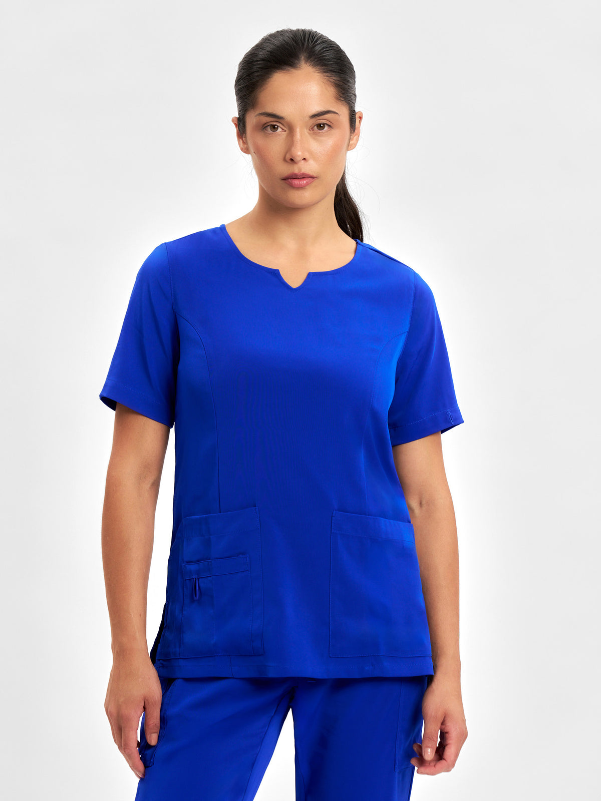 Avery Womens Round Neck Scrub Top - Electric Blue