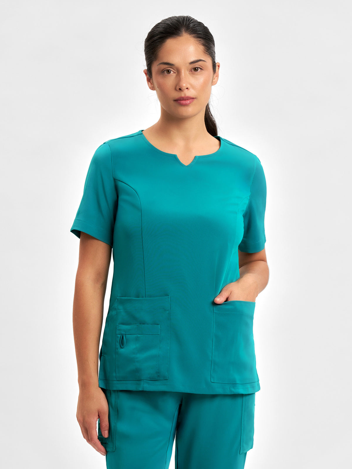 Avery Womens Round Neck Scrub Top - Teal