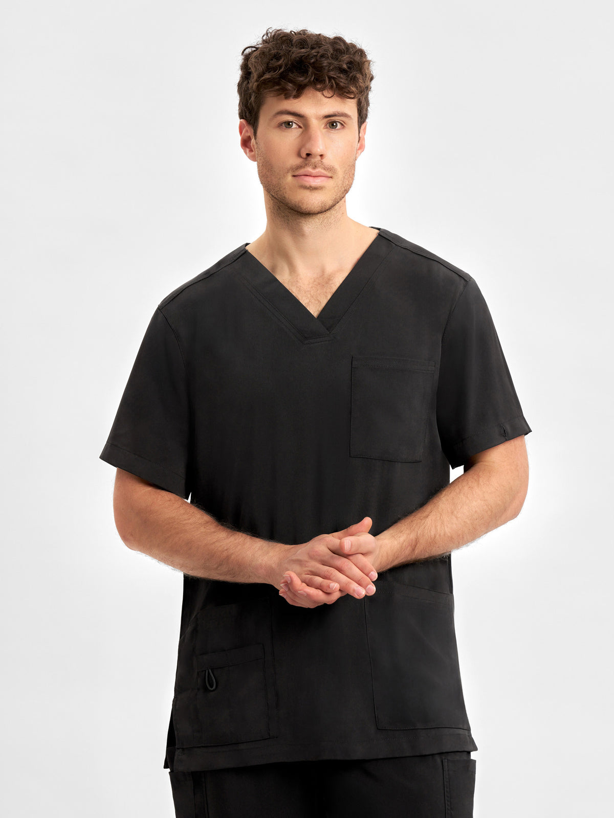 Avery Mens V-Neck Scrub Top - Black