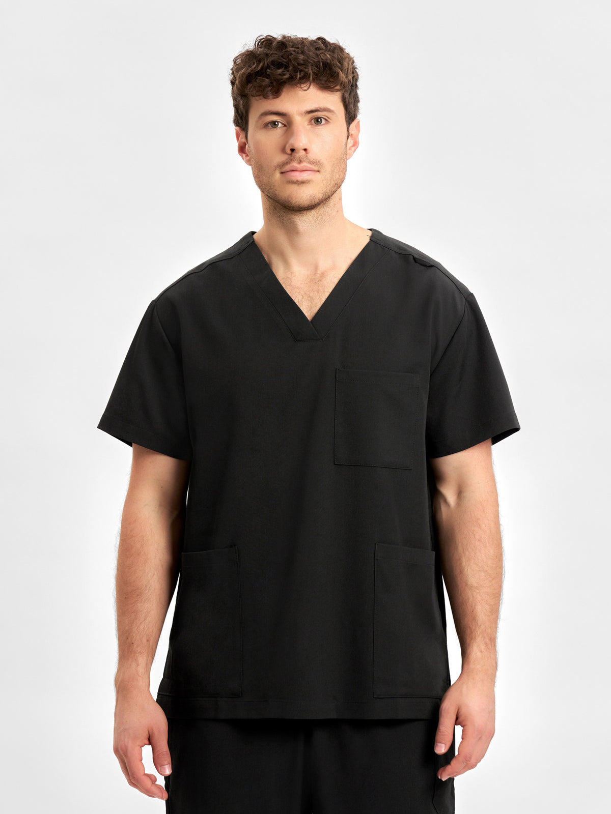 Pulse Unisex V-Neck Scrub Top - Black