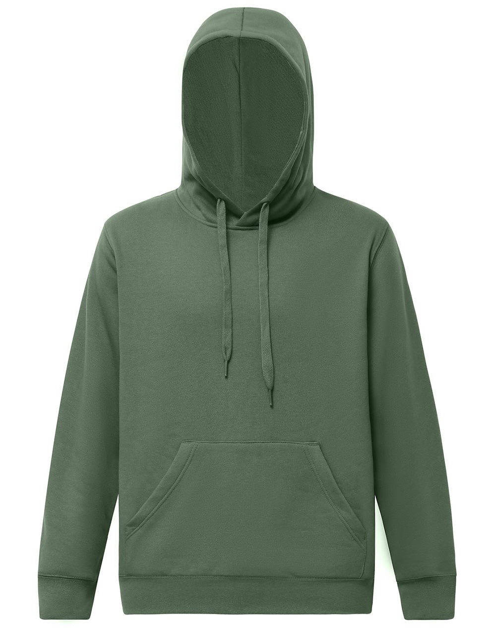 Adult's Close Front  Contrast Fleecy Hoodie - Army Green.Army Green