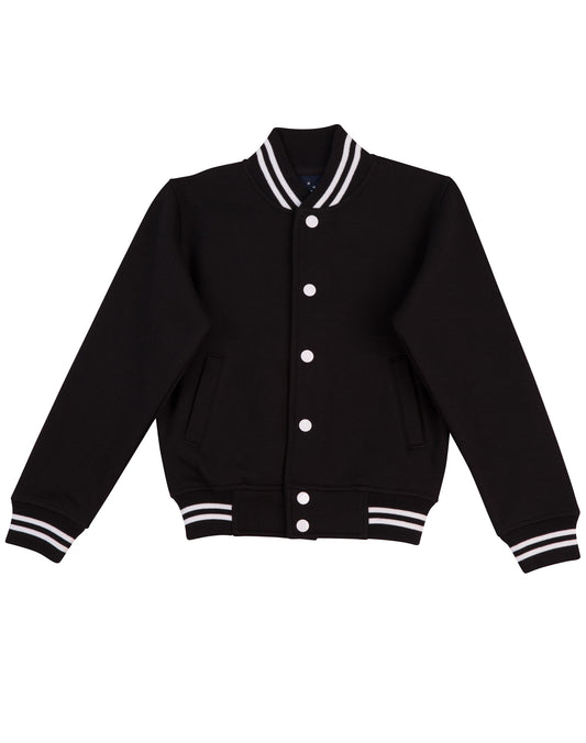 Kid's Fleece Varsity Jacket - Black.White
