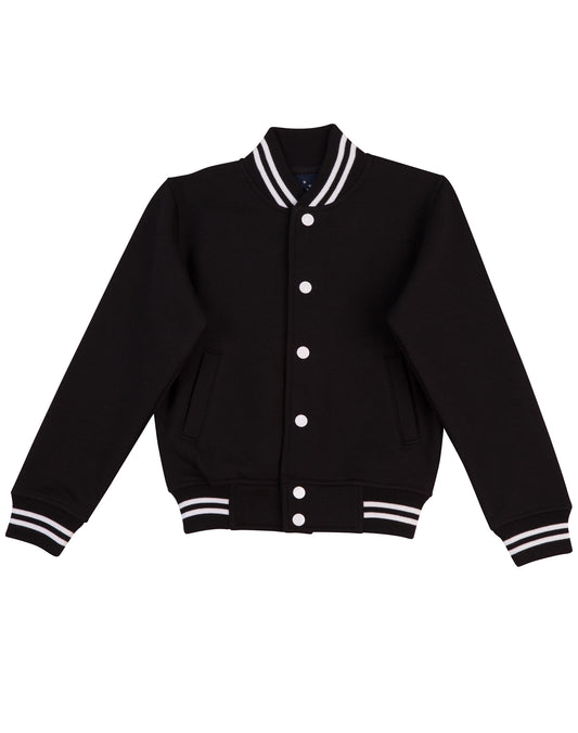 Adult's Fleece Varsity Jacket - Black.White