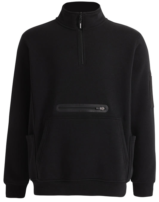 Unisex Premium Fleece Half Zip Work Sweat - Black