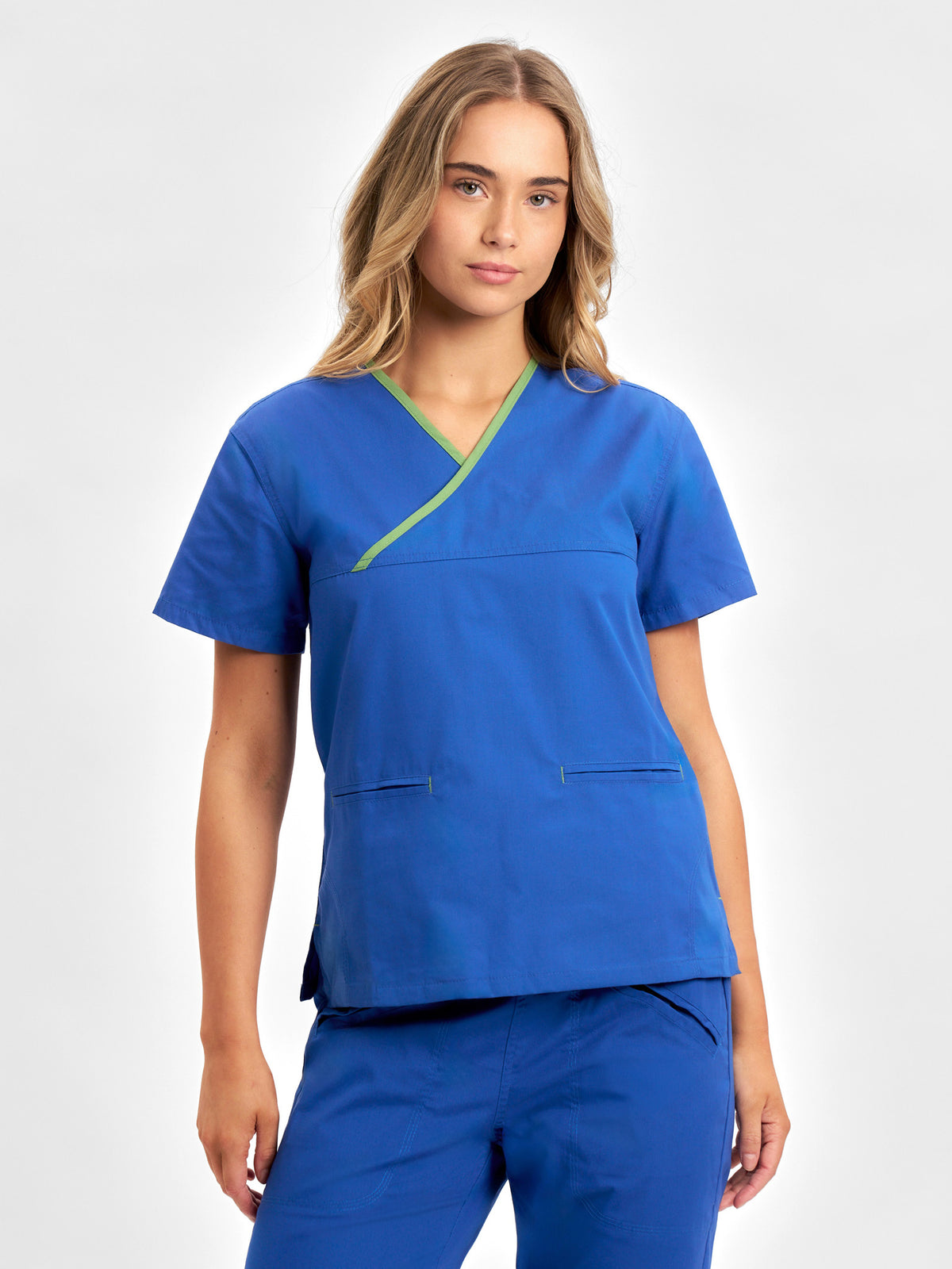Classic Womens Contrast Scrub Top - Royal/Lime